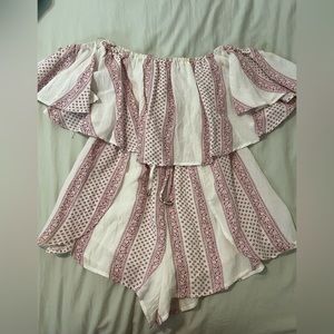 Paisley off the shoulder ROMPER